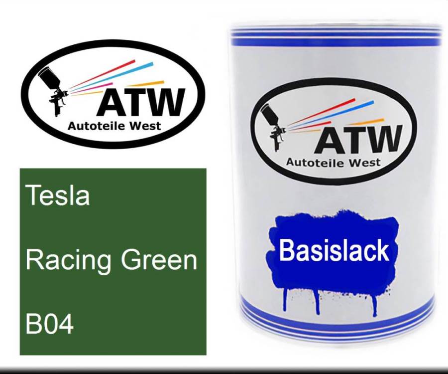 Tesla, Racing Green, B04: 500ml Lackdose, von ATW Autoteile West.